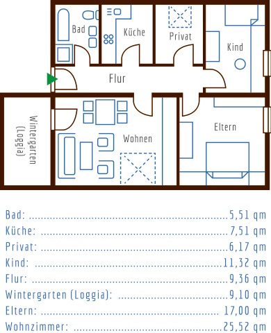 FeWo-Kleine Grundrissplan